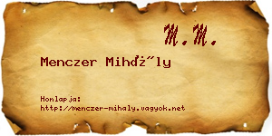 Menczer Mihály névjegykártya
